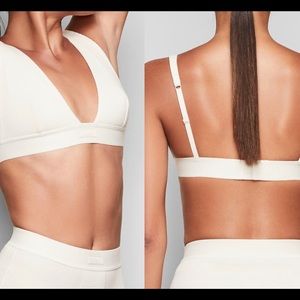 SKIMS Cotton Ribbed Plunge Bralette in Bone